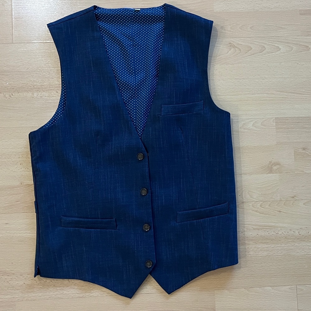 State and Liberty ATHLETIC FIT STRETCH SUIT VEST - HEATHERED NAVY size 38